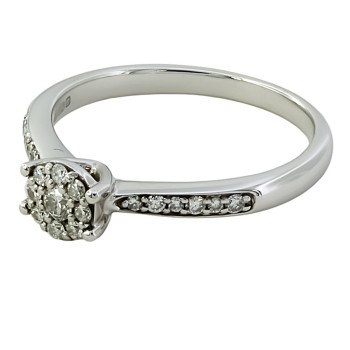 9ct white gold Diamond 0.22cts Cluster Ring size N